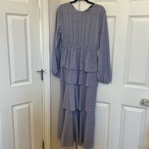 Long sleeve modest ruffle dress